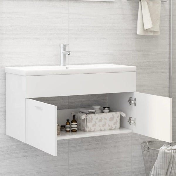 Waschbeckenunterschrank Weiß, 90 cm