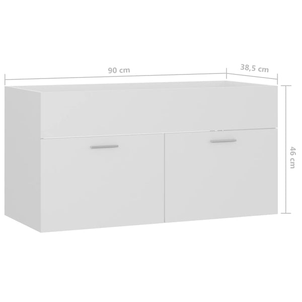 Waschbeckenunterschrank Weiß, 90 cm
