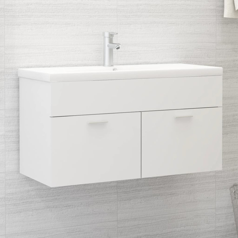 vidaXL Meuble sous-vasque blanc 90x38,5x46 cm bois d'ingénierie