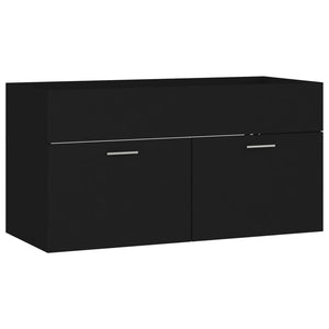 vidaXL Meuble sous-lavabo noir 90x38,5x46 cm en bois d'ingénierie