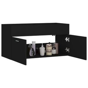 vidaXL Meuble sous-lavabo noir 90x38,5x46 cm en bois d'ingénierie