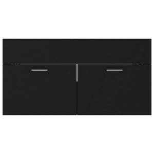 vidaXL Meuble sous-lavabo noir 90x38,5x46 cm en bois d'ingénierie