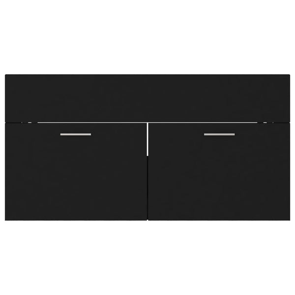 vidaXL Meuble sous-lavabo noir 90x38,5x46 cm en bois d'ingénierie