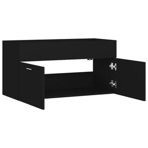 vidaXL Meuble sous-lavabo noir 90x38,5x46 cm en bois d'ingénierie