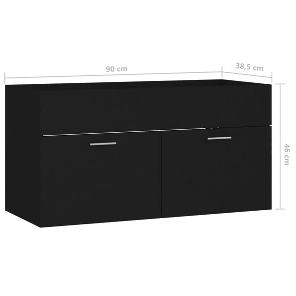 vidaXL Meuble sous-lavabo noir 90x38,5x46 cm en bois d'ingénierie