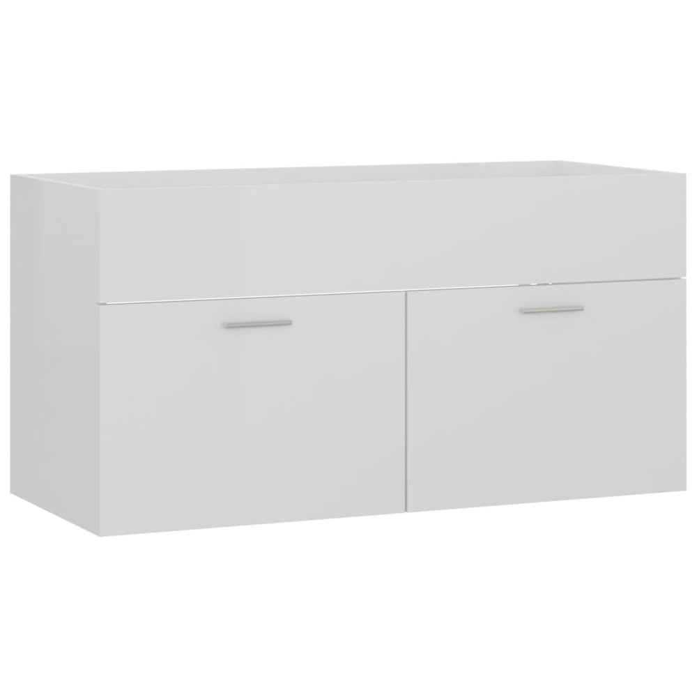Waschbeckenunterschrank Weiß Hochglanz 90cm