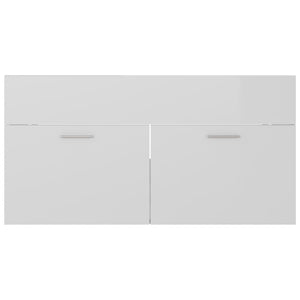 Waschbeckenunterschrank Weiß Hochglanz 90cm