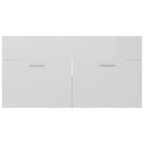 Waschbeckenunterschrank Weiß Hochglanz 90cm