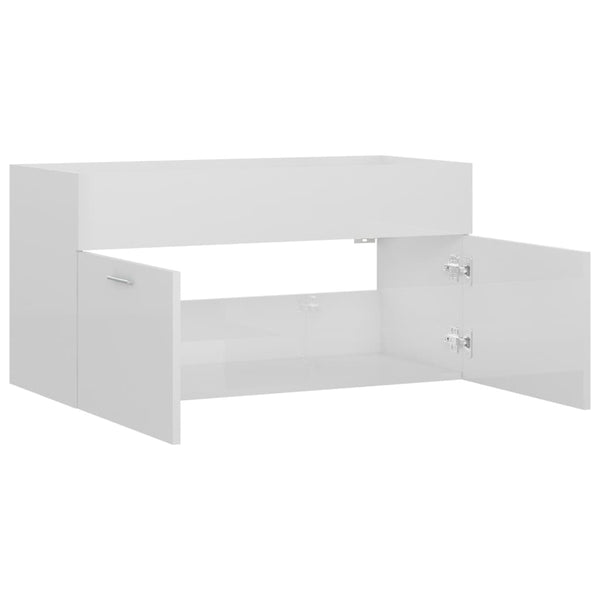 Waschbeckenunterschrank Weiß Hochglanz 90cm