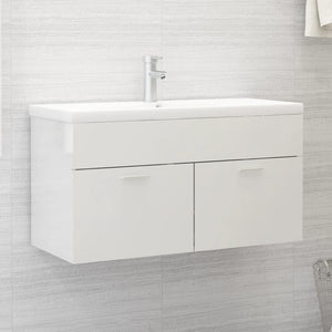 Waschbeckenunterschrank Weiß Hochglanz 90cm