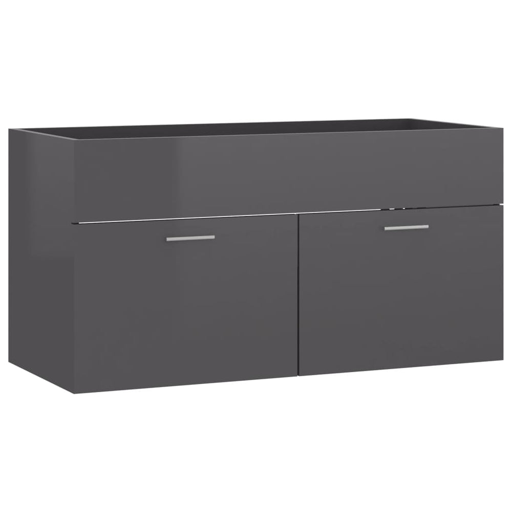 vidaXL Meuble sous-lavabo gris brillant 90x38,5x46 cm