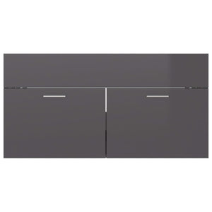 Waschbeckenunterschrank Grau Hochglanz 90cm