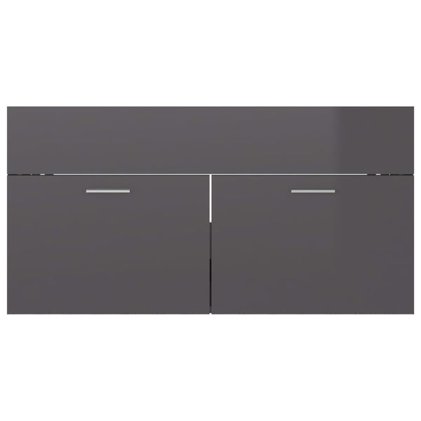 Waschbeckenunterschrank Grau Hochglanz 90cm