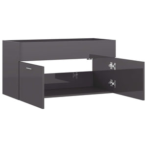 Waschbeckenunterschrank Grau Hochglanz 90cm