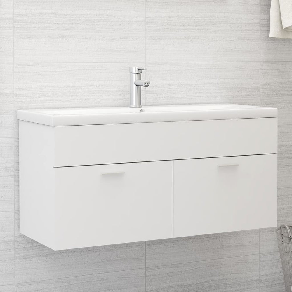vidaXL Meuble sous-lavabo Blanc 100x38,5x46 cm Bois d'ingénierie
