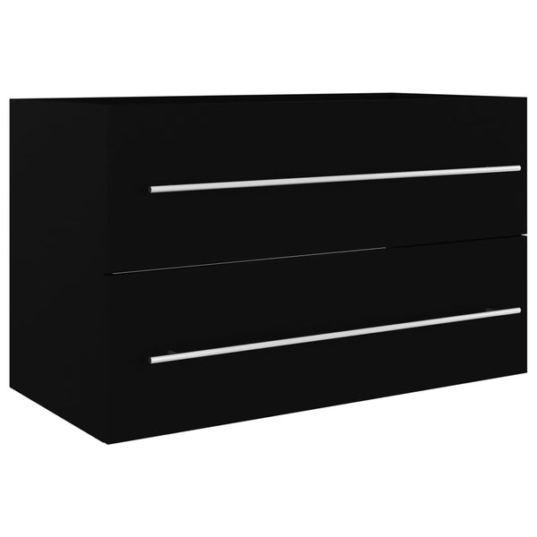 Schwarzer Waschbeckenunterschrank 80 cm