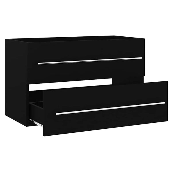 Schwarzer Waschbeckenunterschrank 80 cm