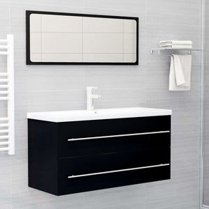 vidaXL Meuble sous-lavabo noir 100x38,5x48 cm Bois d'ingénierie