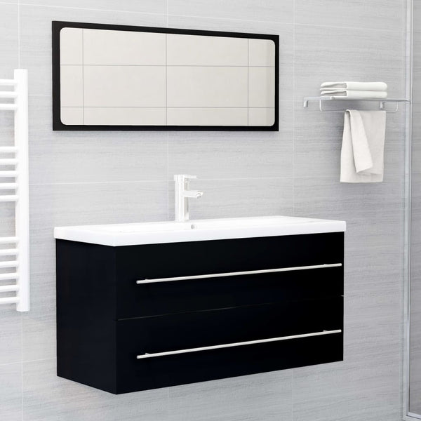 vidaXL Meuble sous-lavabo noir 100x38,5x48 cm Bois d'ingénierie