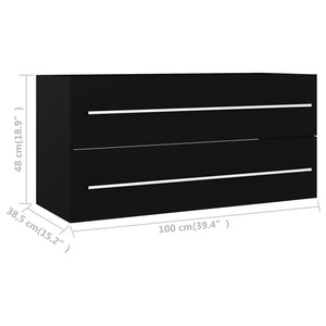 vidaXL Meuble sous-lavabo noir 100x38,5x48 cm Bois d'ingénierie