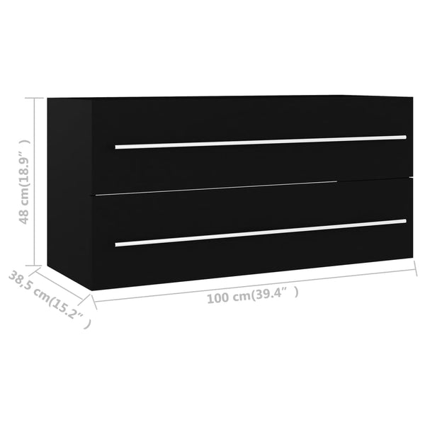 vidaXL Meuble sous-lavabo noir 100x38,5x48 cm Bois d'ingénierie