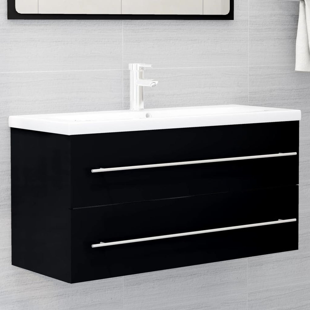 vidaXL Meuble sous-lavabo noir 100x38,5x48 cm Bois d'ingénierie