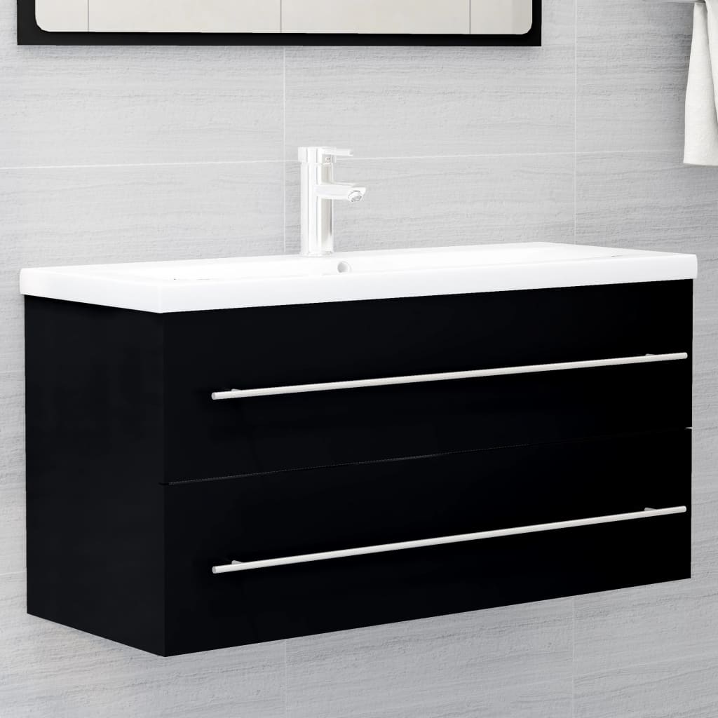 vidaXL Meuble sous-lavabo noir 100x38,5x48 cm Bois d'ingénierie