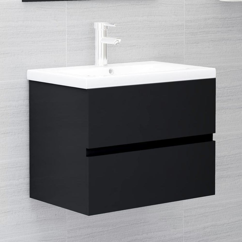 vidaXL Meuble sous lavabo noir 60x38,5x45 cm en bois d'ingénierie