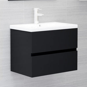 vidaXL Meuble sous lavabo noir 60x38,5x45 cm en bois d'ingénierie