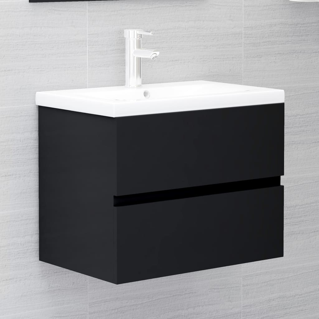 vidaXL Meuble sous lavabo noir 60x38,5x45 cm en bois d'ingénierie
