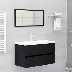 vidaXL Meuble sous-vasque Noir 80x38,5x45 cm Bois d'ingénierie