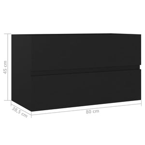vidaXL Meuble sous-vasque Noir 80x38,5x45 cm Bois d'ingénierie