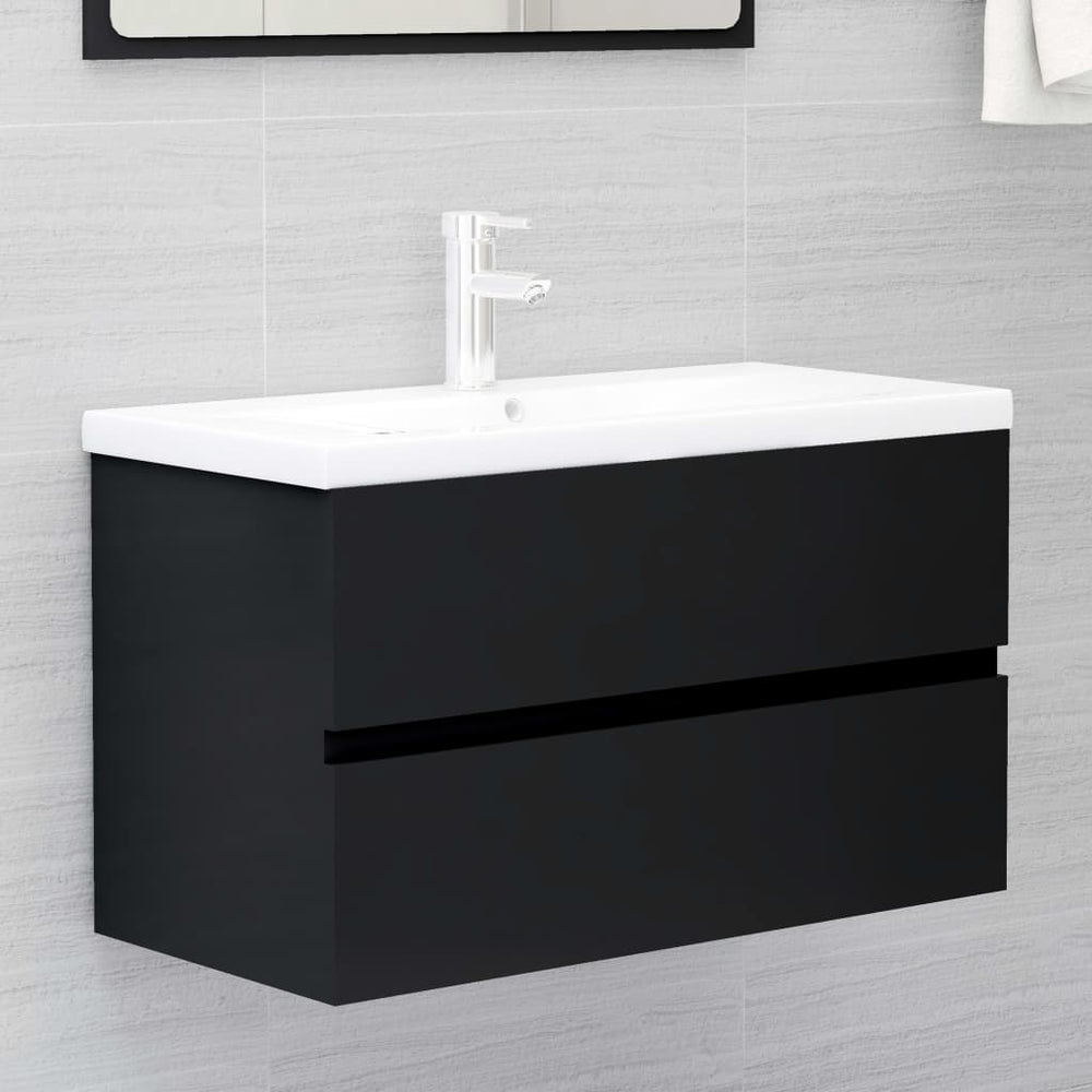 vidaXL Meuble sous-vasque Noir 80x38,5x45 cm Bois d'ingénierie