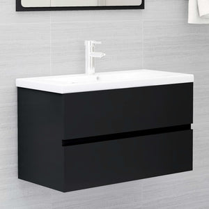 vidaXL Meuble sous-vasque Noir 80x38,5x45 cm Bois d'ingénierie