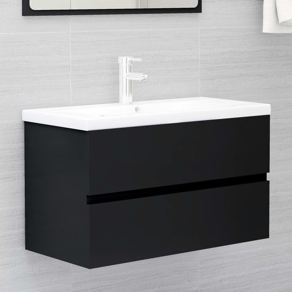 vidaXL Meuble sous-vasque Noir 80x38,5x45 cm Bois d'ingénierie