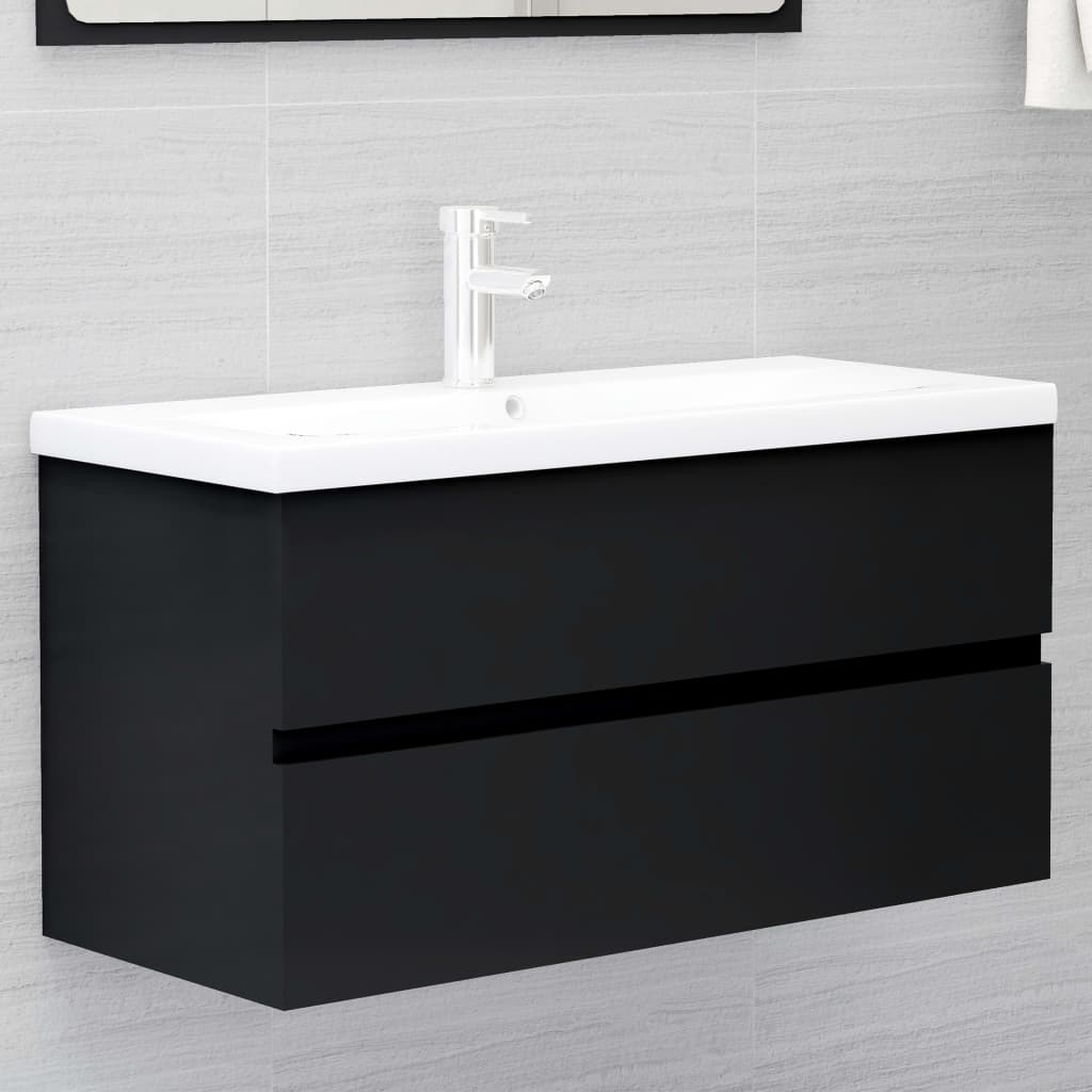 Meuble bas de lavabo vidaXL Noir 90x38,5x45 cm Aggloméré
