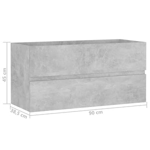 Waschbeckenunterschrank Betongrau 90 cm