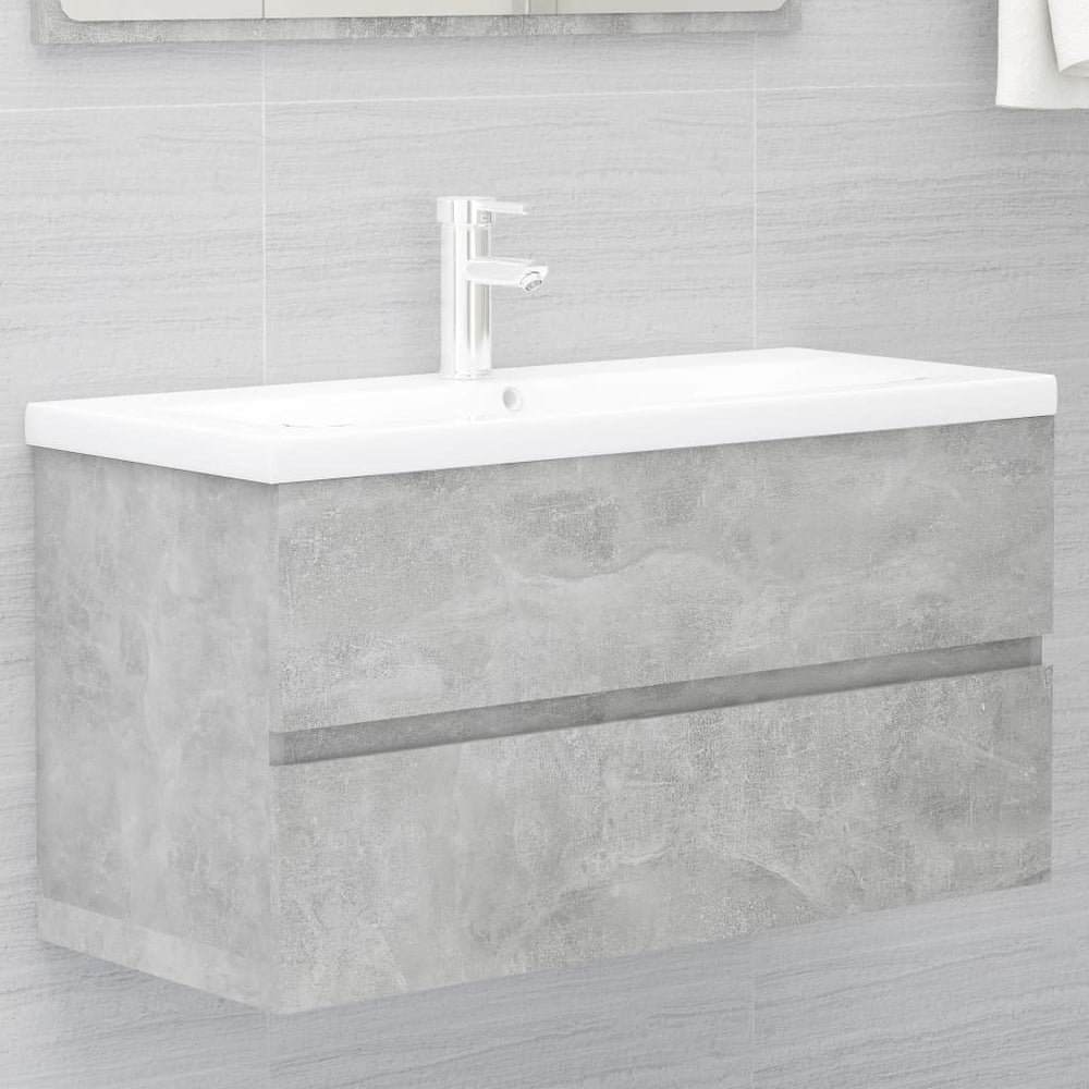 vidaXL Meuble sous-lavabo gris béton 90x38,5x45 cm en bois d'ingénierie