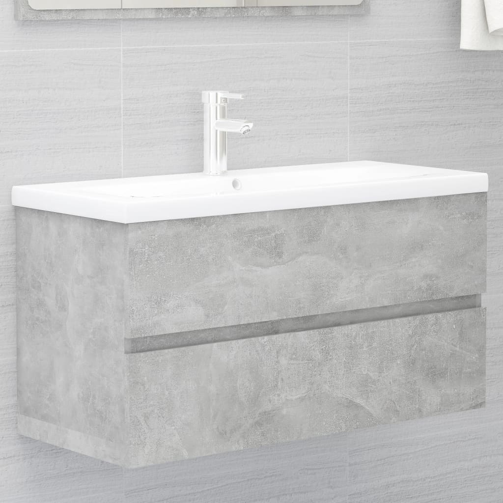 Waschbeckenunterschrank Betongrau 90 cm