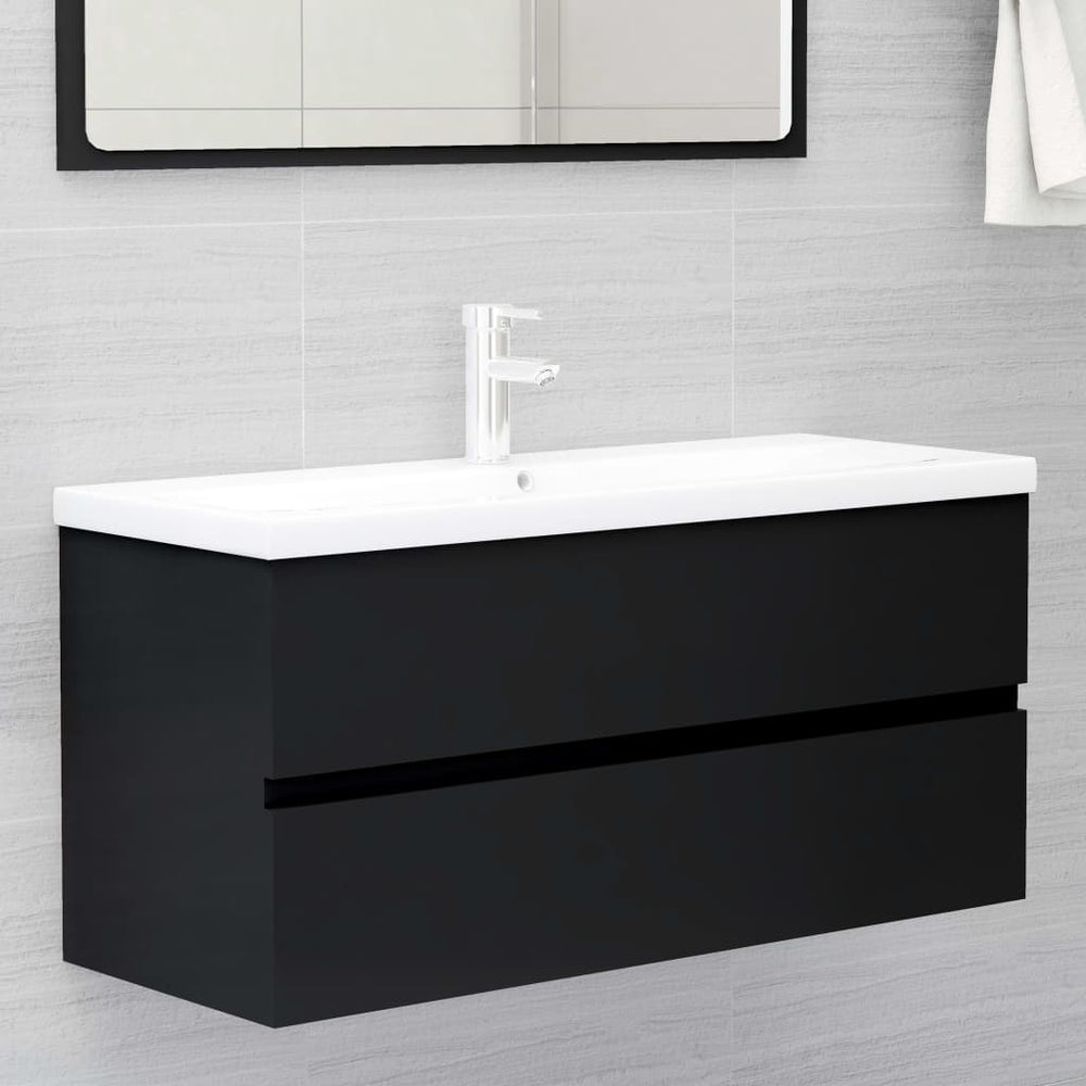 Meuble bas de salle de bain vidaXL noir 100x38,5x45 cm en bois d'ingénierie