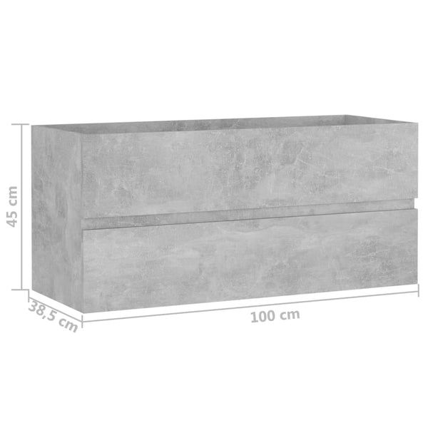 Waschbeckenunterschrank Betongrau 100 cm