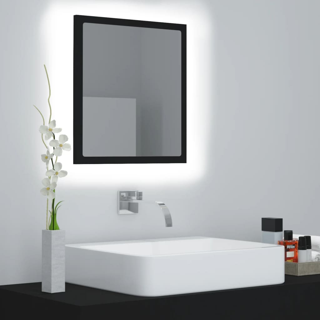LED Badspiegel Schwarz 40x37 cm