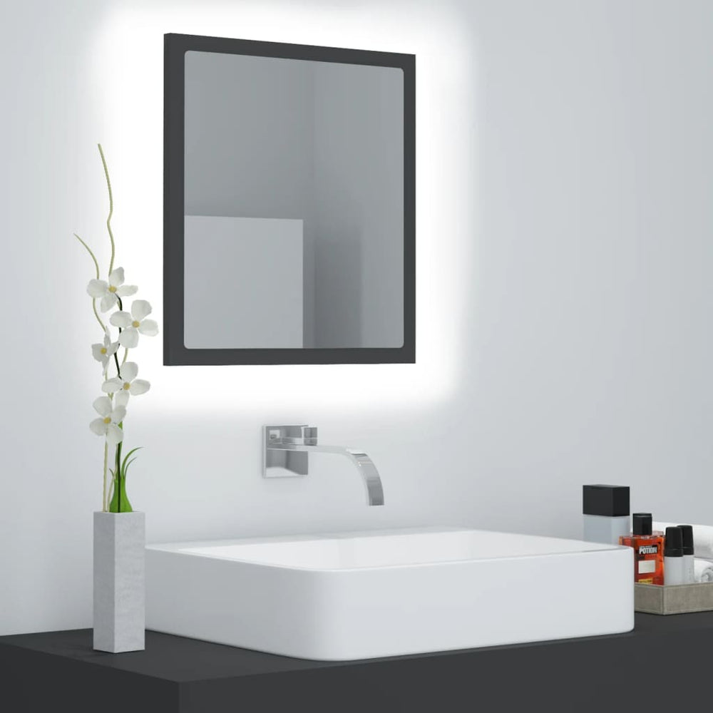 LED Badspiegel Grau 40x37 cm