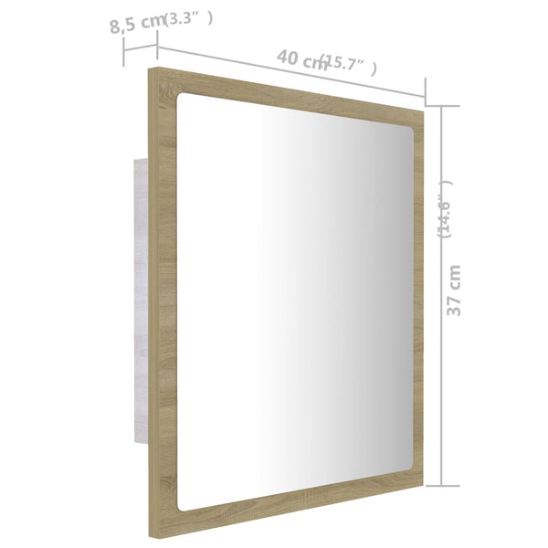 LED Badspiegel Sonoma Eiche 40 cm
