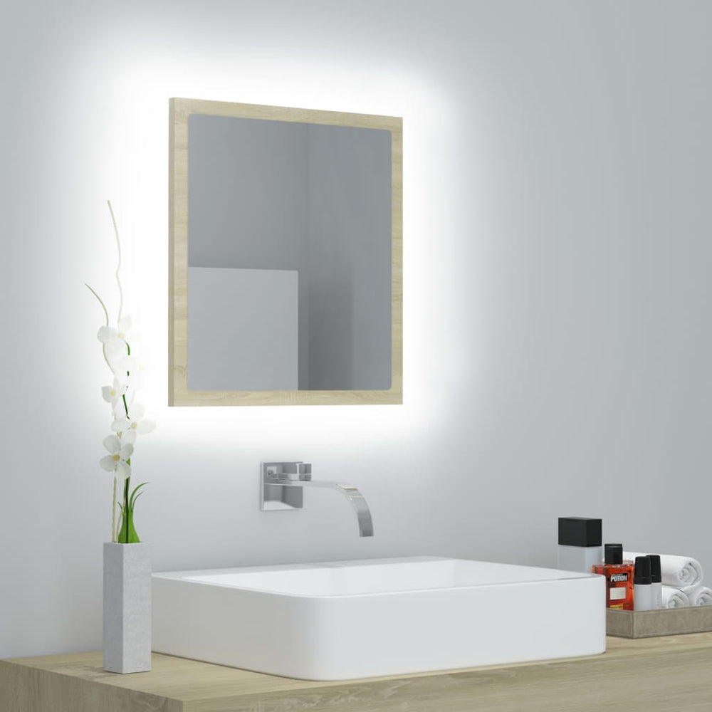 LED Badspiegel Sonoma Eiche 40 cm