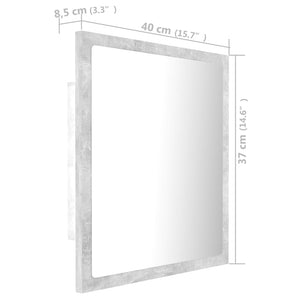 LED Badspiegel Betongrau 40x37 cm