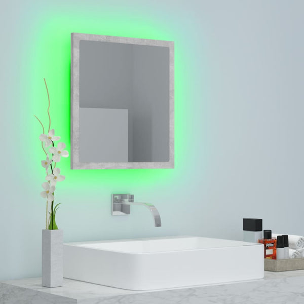 LED Badspiegel Betongrau 40x37 cm