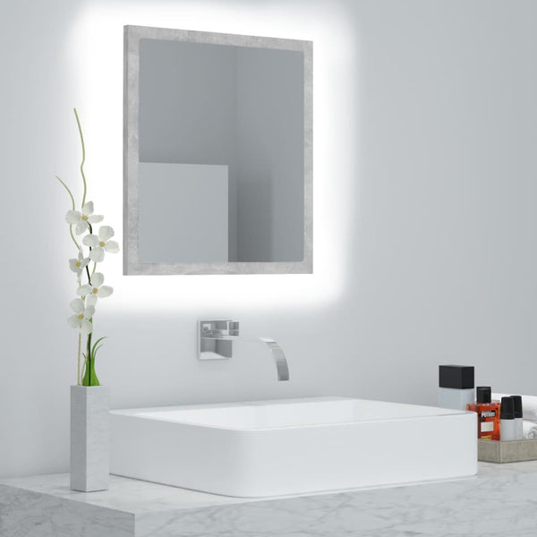 LED Badspiegel Betongrau 40x37 cm