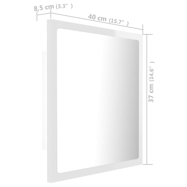 LED Badspiegel Hochglanz Weiß 40x37 cm