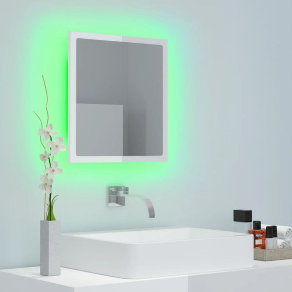 LED Badspiegel Hochglanz Weiß 40x37 cm